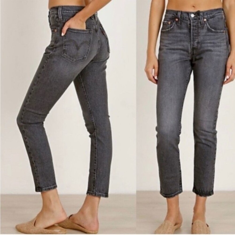 Levi’s Wedgie Icon High Rise Tapered Straight Fit Jeans in Charcoal Gray 26 NWOT - Picture 16 of 16